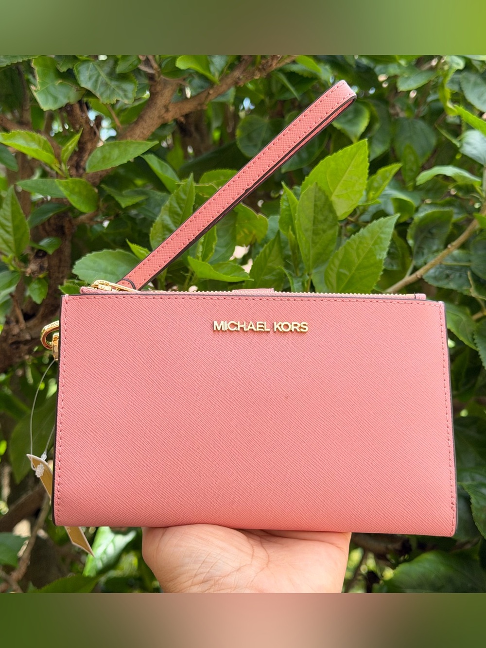 Michael Kors Jet Set Travel LG Double Zip Phone Wallet Primrose